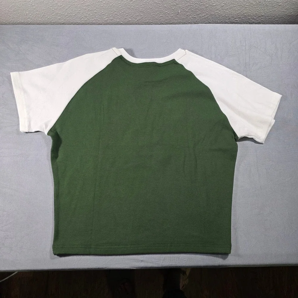 Guinness Ireland Juniors XL Green White Raglan Graphic Cropped T-Shirt - Picture 7 of 8